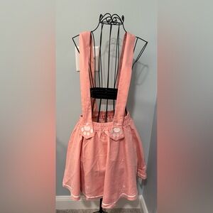futurino Women's Cat Paw Embroidery Pleated Mini Skirt 2 Suspenders Large L